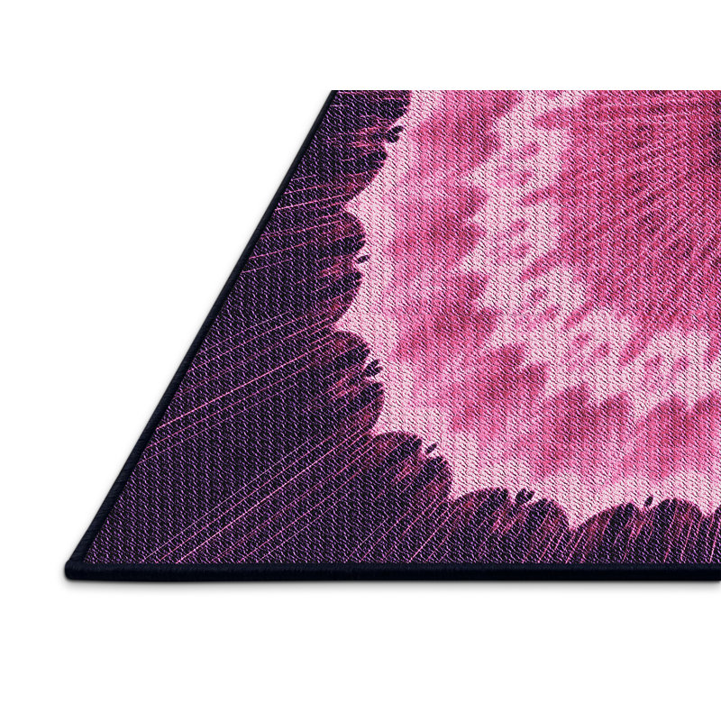Noir/Tapis décoratif rose, Rectangle 7 pi x 10 pi