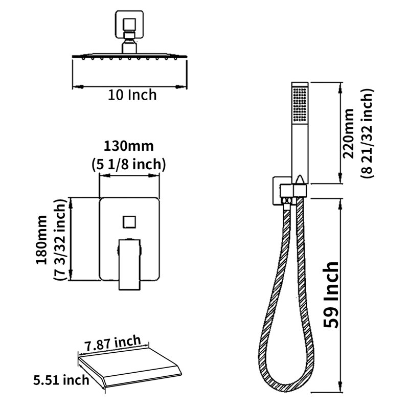 Robinet de douche avec valve brute, Nickel brossé