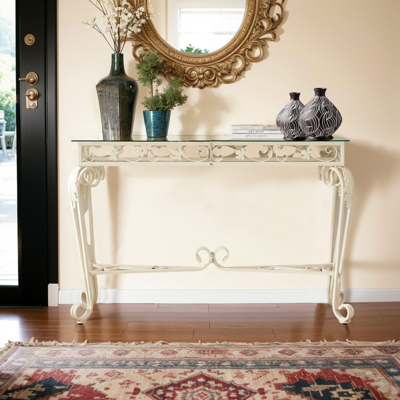 Helmich 47'' Glass Top Console Table