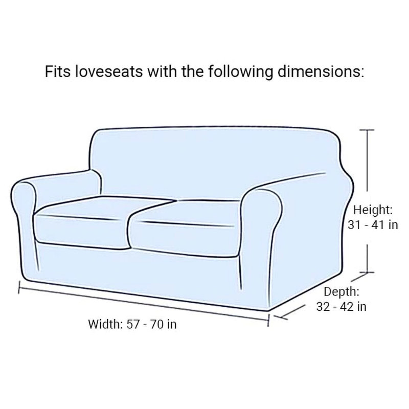 Box Cushion Loveseat Slipcover, Khaki Polyester Blend