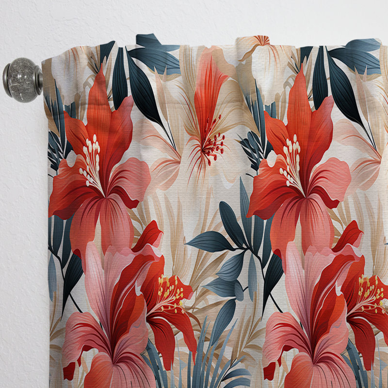 Motif tropical de motif tropical II - Panneaux de rideaux tropicaux, L 52 po x L 95 po