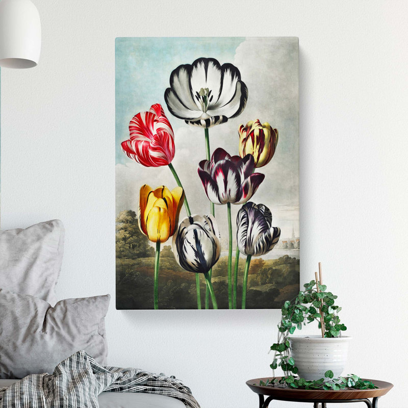 Striped Tulips by R.J. Thornton - Wrapped Canvas Painting, 76cm H x 50cm W x 3cm D