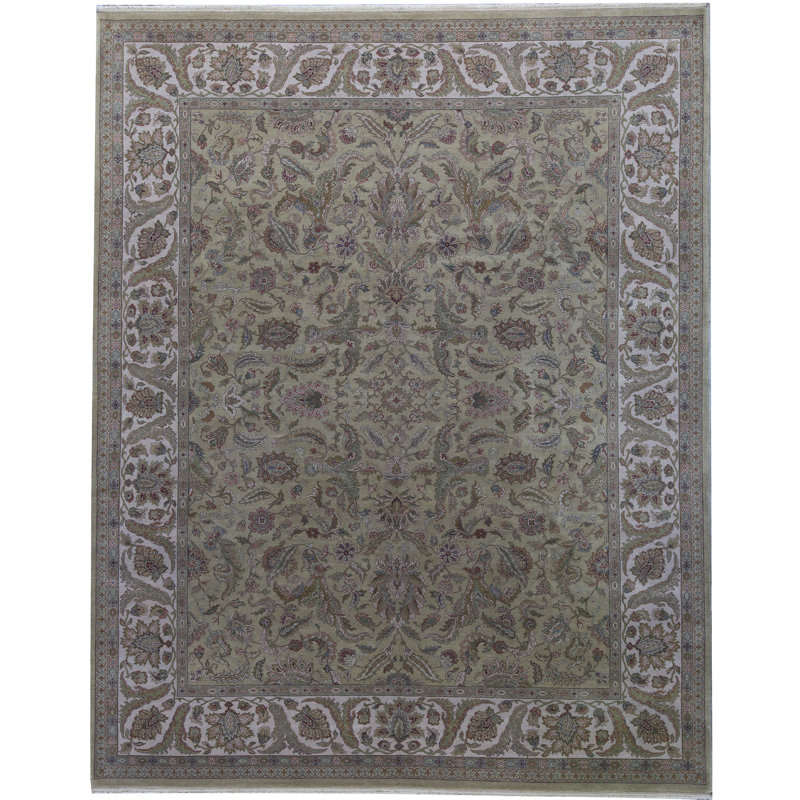 Tapis doré et ivoire de haute qualité noué à la main