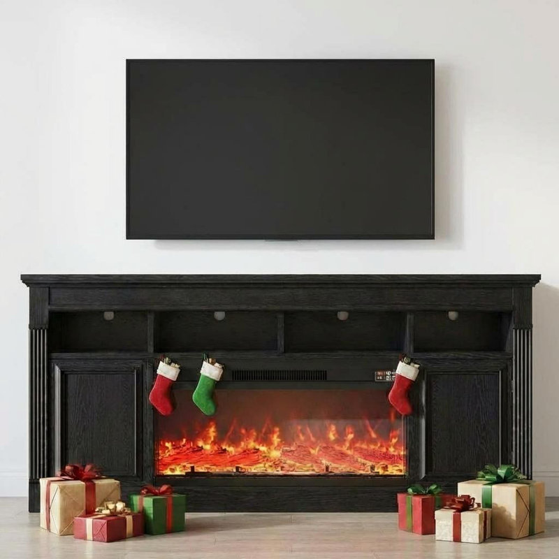 Unfinished TV Stand for TVs up to 75" with Fireplace Included