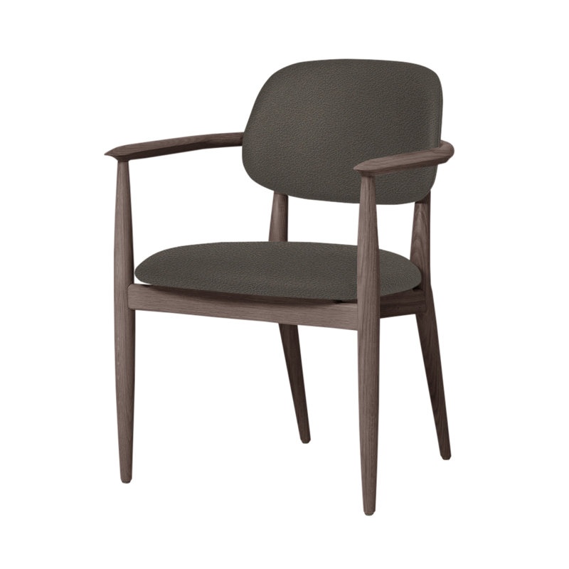 Chaise Slow de Space Copenhagen, Noyer à finition savonnée, Quartz Milano 2123