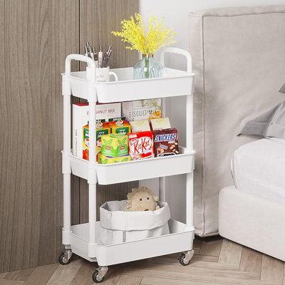 3-Level Practical Rolling Storage Cart With Lockable Wheel, Multi-Functional Storage Rack For Kitchen, Living Room, Office -  CUDRIC, 20006