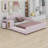 Upholstered Grounded Bed, Child Bed With Bedside Desk And Little Round Stool-1669820248-1669820249