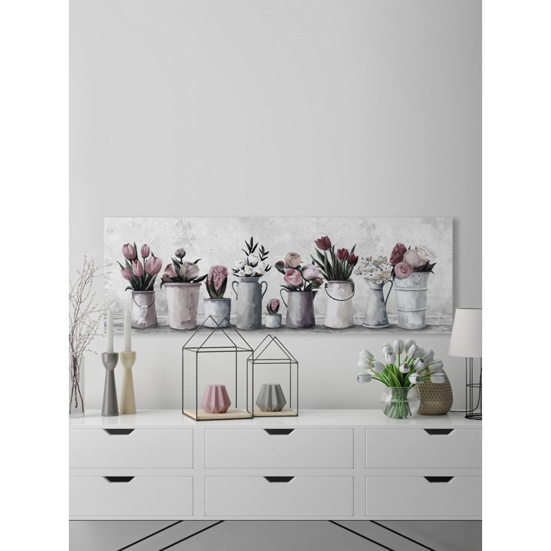 «Fresh Pink Tulips», reproduction sur toile tendue, H 5 po x l 15 po