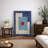 Abstract Vibrant Color Blocks "Mid-Century Blue Shapes Artwork, Geometric Illustration Modern Minimalist Wall Pictures, Large Framed Canvas Giclee Print Wall Art"-100707917-100707919