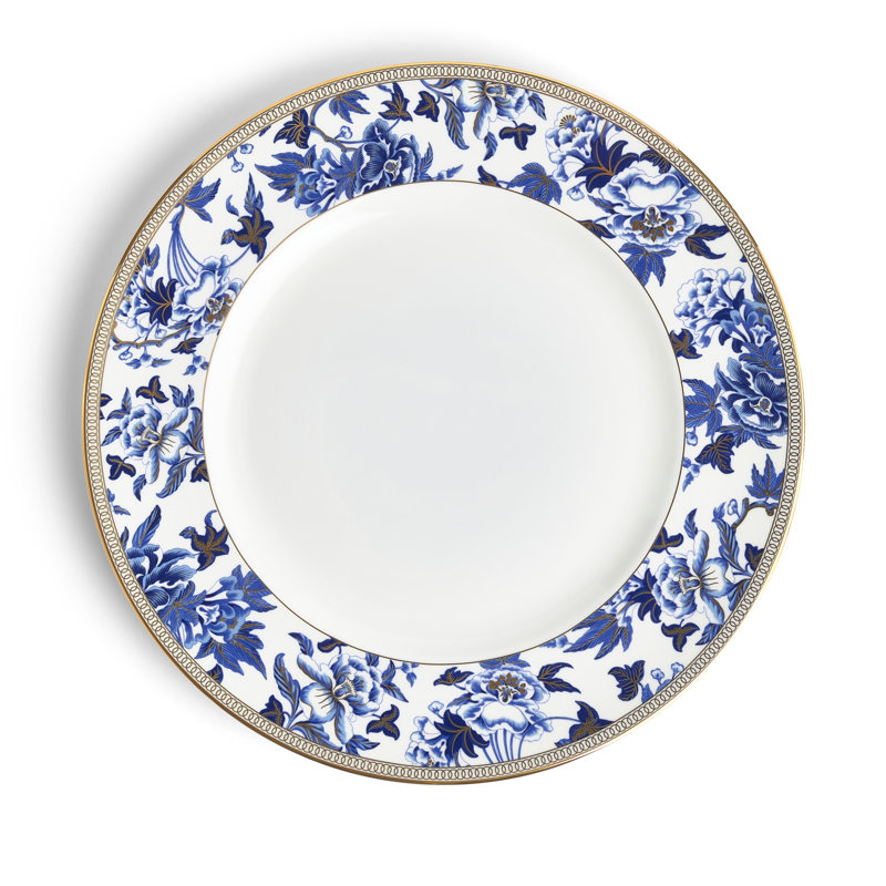 Hibiscus 10.75" Porcelain Dinner Plate with Gold Band