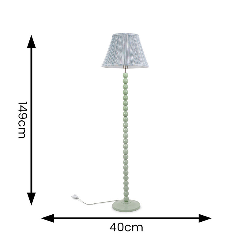 Bobbles 149cm Rose Pink Traditional Floor Lamp, Sage Green, Yes