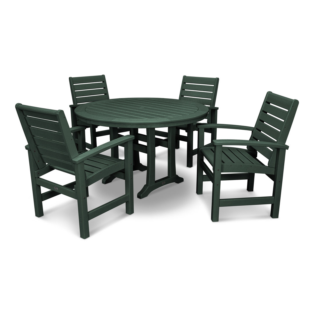 Signature 5-Piece Round Dining Set with Trestle Legs POLYWOOD® 