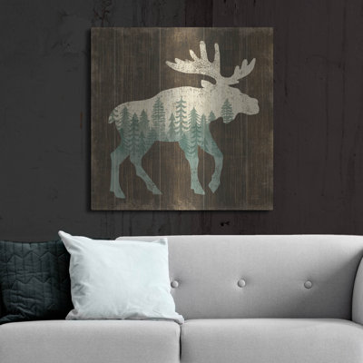 Art mural en métal luxueux «Simple Living Moose Silhouette» par Michael Mullan