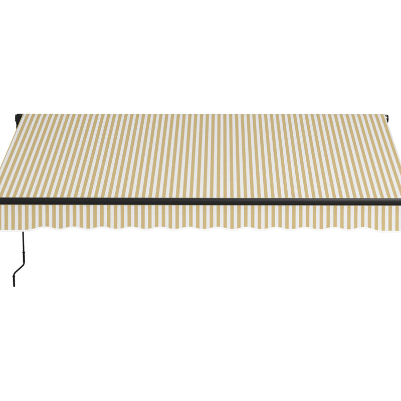 Auvent rétractable de 12 pi x 10 pi, patio avec contrôle manuel, tissu 280 g / m², structure en aluminium, manivelle beige pour balcon et terrasse, stable
