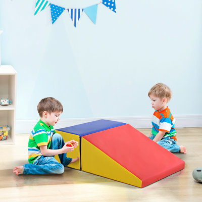 Jeu de rampe d'escalade en mousse multicolore 2 pièces, équipement pour enfants d'âge préscolaire sécuritaire pour les enfants de 18 ans et plus, formation douce et sécuritaire