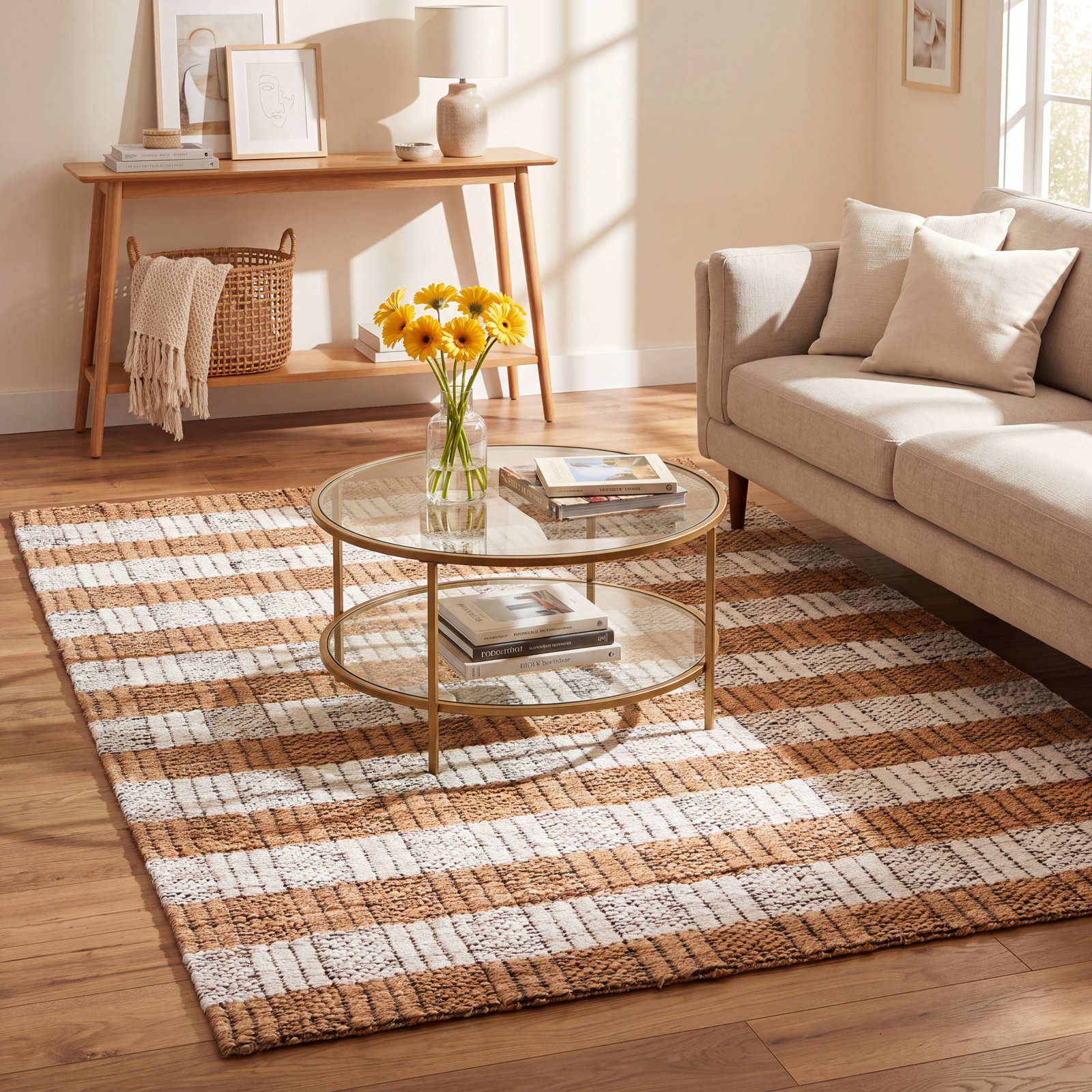 Hand-Woven Striped Performance Rug, 4'-0" X 6'-0" Rectangle