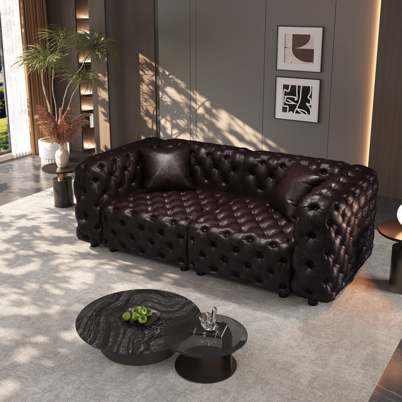 Canapé modulaire rembourré 77 po 77 po, Marron foncé