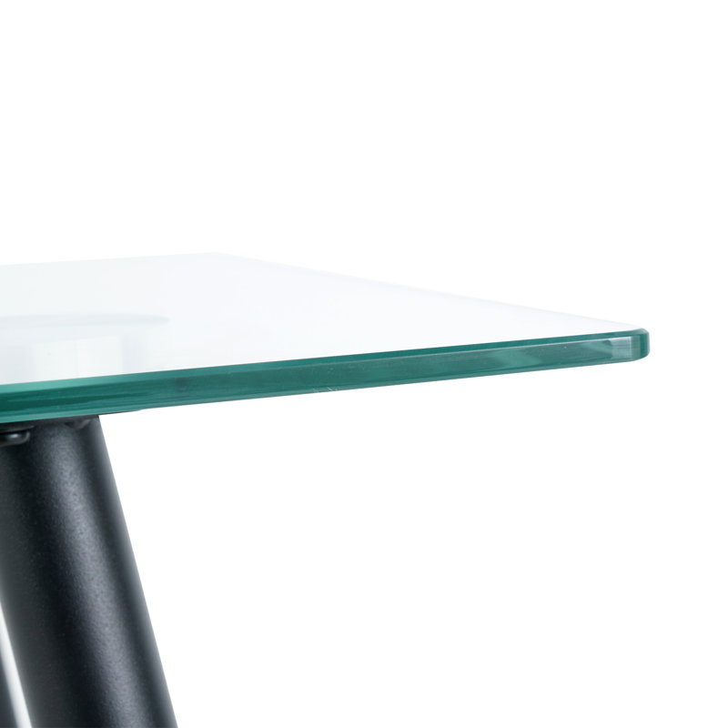 Table de salle à manger rectangulaire en verre trempé 51 po Modern, Noir, 29.5'' H x 51'' W x 31.5'' D