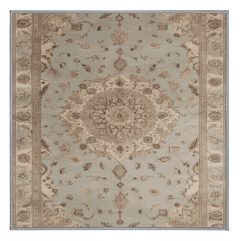 Tapis gris Tabriz lavable à la machine, Carré 3 pi