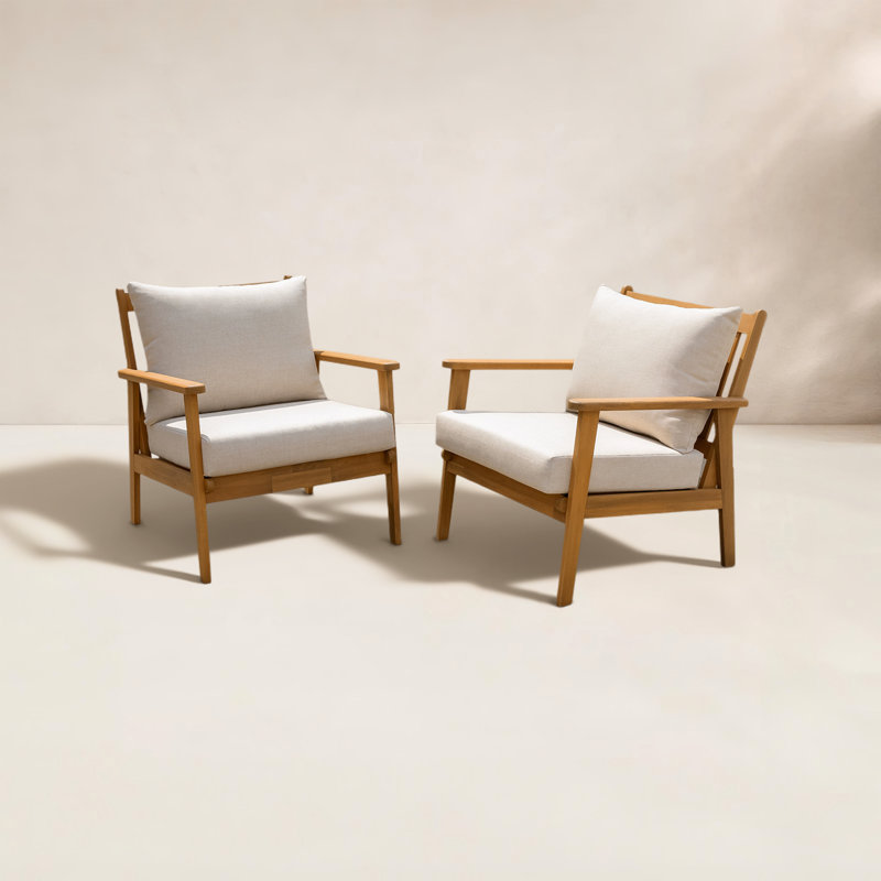 Weslyn Solid Wood Patio Lounge Chair