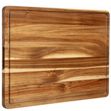Acacia Extra Large Wood Cutting Board Butcher Block, Reversible Wooden Kitchen Block, Cheese Charcuterie Board, With Side Handles And Juice Grooves