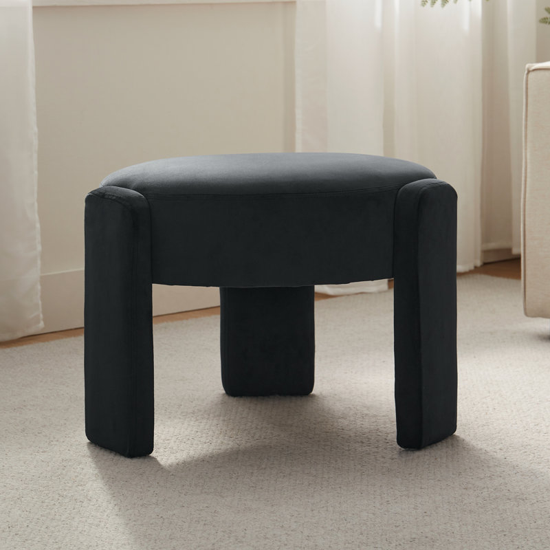 Repose-pieds rembourré en velours de 20,5 po Modern Modern Design , 17.1" H x 22.4" W x 22.4" D, Velours noir