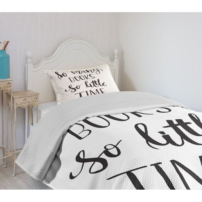 White and Charcoal Grey Quilted Twin Bedspread Set