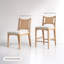 Chaise de salle à manger rembourrée en chêne brut avec dossier en jonc de mer et siège en bouclette, ensemble de 2-393645265-429227816