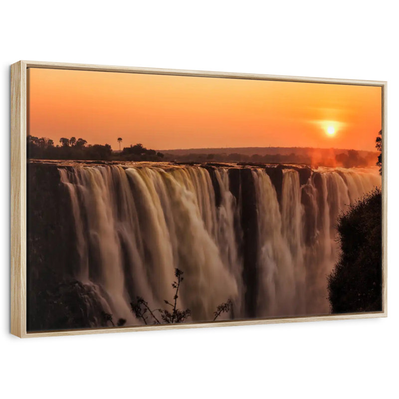 Chutes majestueuses de Victoria, Cadre flottant en bois naturel, 25 po x 17 po