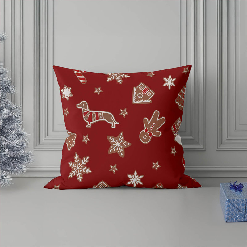 Coussin décoratif d'intérieur Ginger All The Way Seasonal, Rouge, Carré 20 po