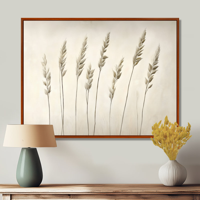 Art mural de salon Meadow Whispers, H 24 po x l 32 po, Cadre flottant brun