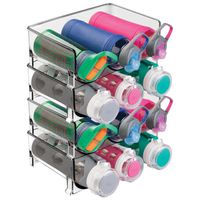 mDesign Plastic Stackable Water Bottle Storage Organizer Bin