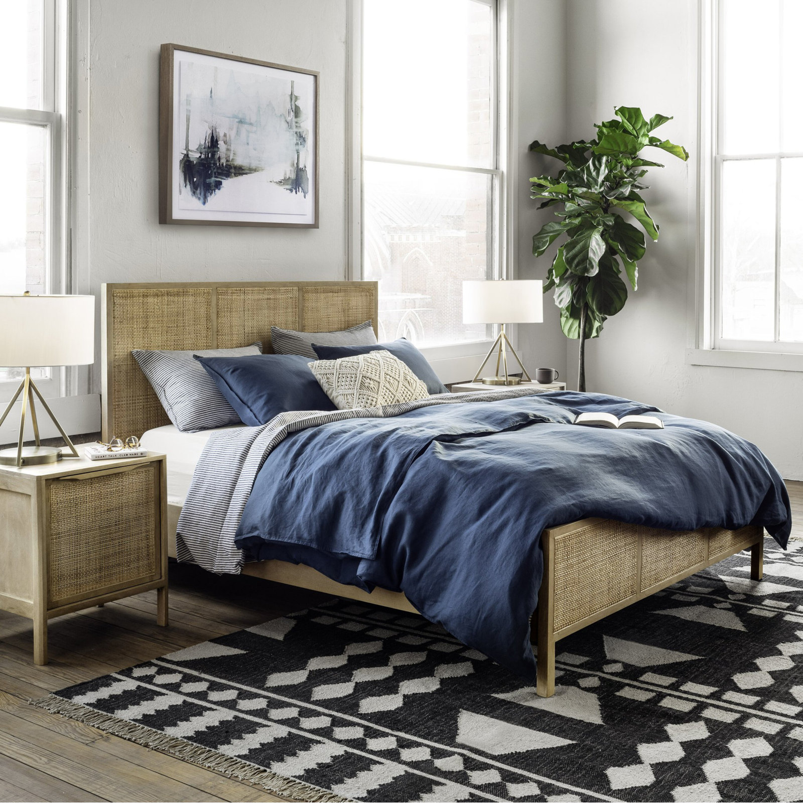 Nellie Cane Bed, King, Natural