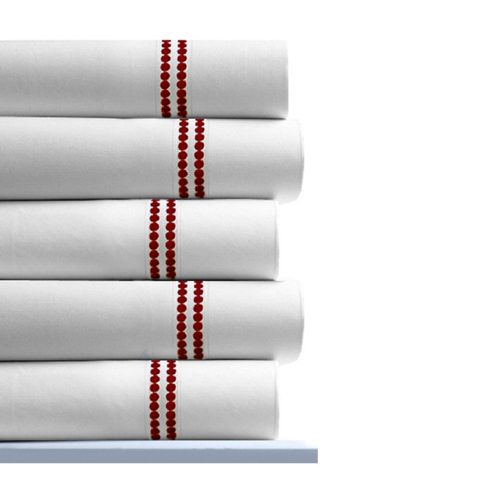 Percale Sheet Set, King Sheet Set + Fitted Sheet + 2 Pillowcases, Carmine Red