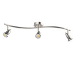 Ensemble d'éclairage sur rail 28 po 3 lumières en acier brossé avec finition en acier brossé et verre givré