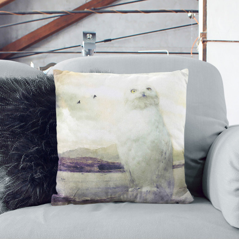 Snowy White Owl Painting Scatter Cushion, 55cm H x 55cm W x 20cm D