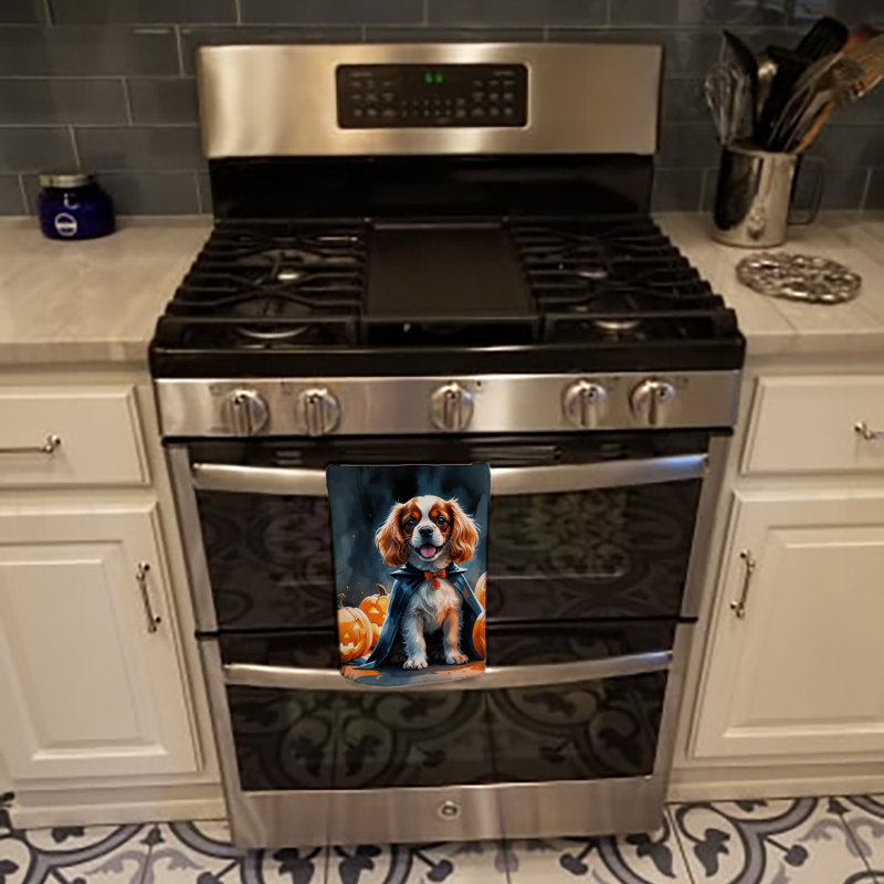 Cavalier Spaniel Puppy Halloween Kitchen Towel, Cavalier Spaniel