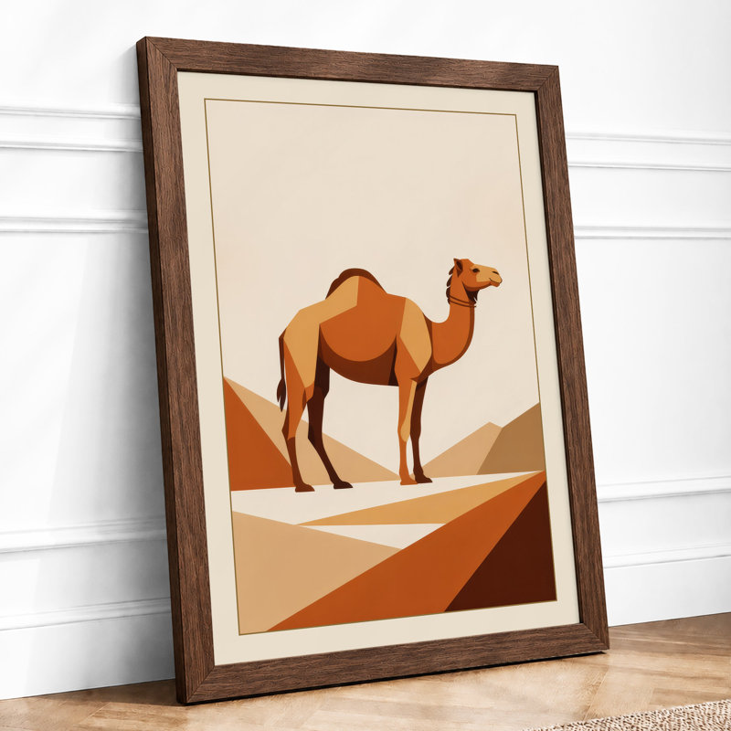 Camel In Desert Light Mid-Century - Print, A4 - 29.7 x 21.0 cm, Walnut