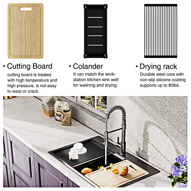 Topmount Workstation Single Bowl Kitchen Sink