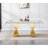 Modern Faux Marble Dining Table Set, Luxury 70.8" Dining Room Table with Velvet Upholstered Chairs, Luxurious Kitchen Table with Lightning Stainless Steel Pedestal, Rectangle Dining Table Set-1386155014-1386155009-1386155010