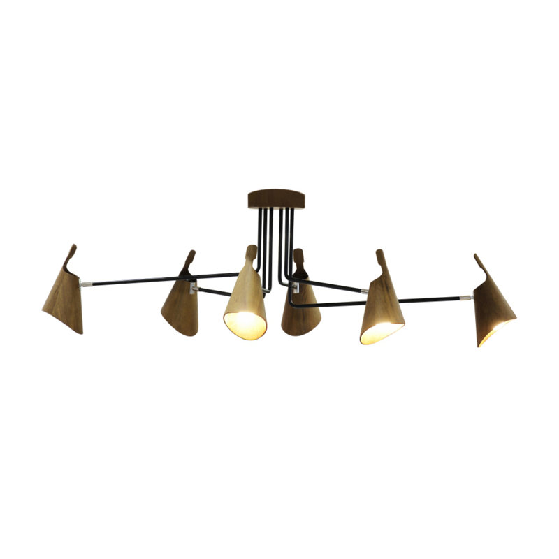 Chandelier, Imbuia, 19.29" H x 60.63" W x 30.91" D, 6