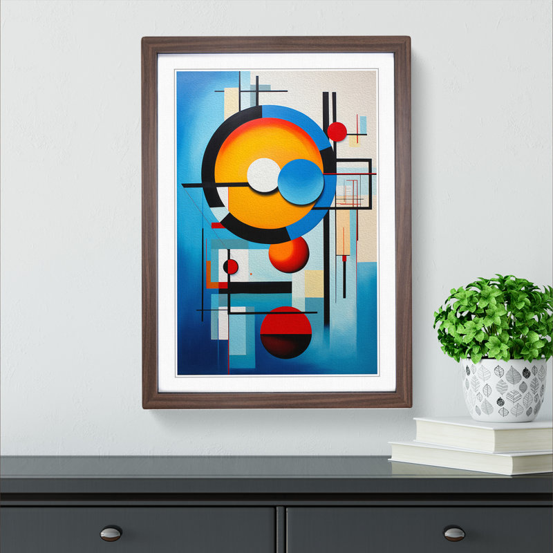 Bauhaus Abstract Art - Framed Print, 64cm H x 46cm W, Walnut Framed