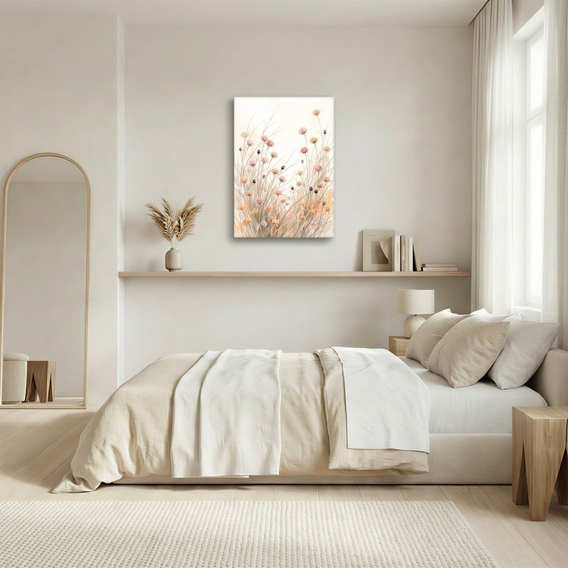 Art mural sur toile rose et orange, H 30 po x l 20 po