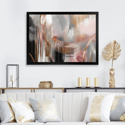 «Pink Rosegold Captivating Circle IV - Modern Shapes», art mural sur toile transitionnel