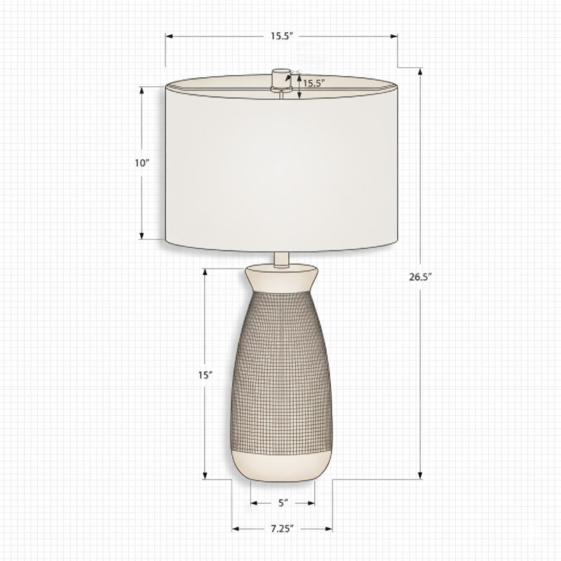 Lighting, H 27 po, lampe de table, céramique grise, abat-jour gris, contemporain