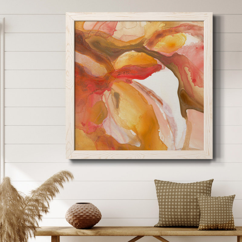 Sunset Marble III - Toile encadrée de qualité supérieure - prête à être accrochée, H 20 po x l 20 po x P 1,5 po, Blanc