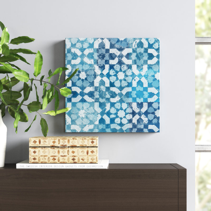 «Blue My Mind I» par Alonzo Saunders - peinture sur toile tendue, H 12 po x l 12 po