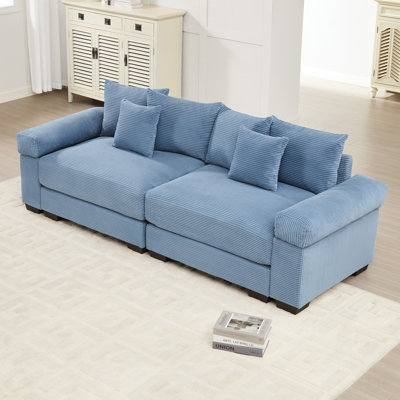 Canapé modulaire surdimensionné en nuage de 92 pouces, tissu en velours côtelé, accoudoirs très larges, conception ergonomique, coussins à haute résilience, assemblage facile, idéal pour les salons et les chambres