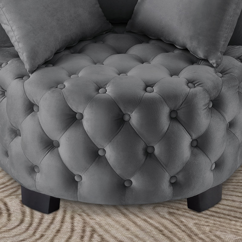 Fauteuil demi-tonneau capitonné 31,23 po, Gris foncé