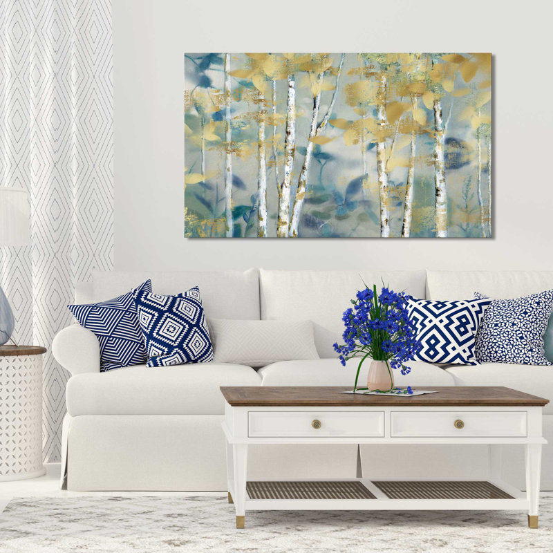 «Gilded Forest I», reproduction de peinture acrylique, H 18 po x l 30 po x P 1 po, Toile tendue
